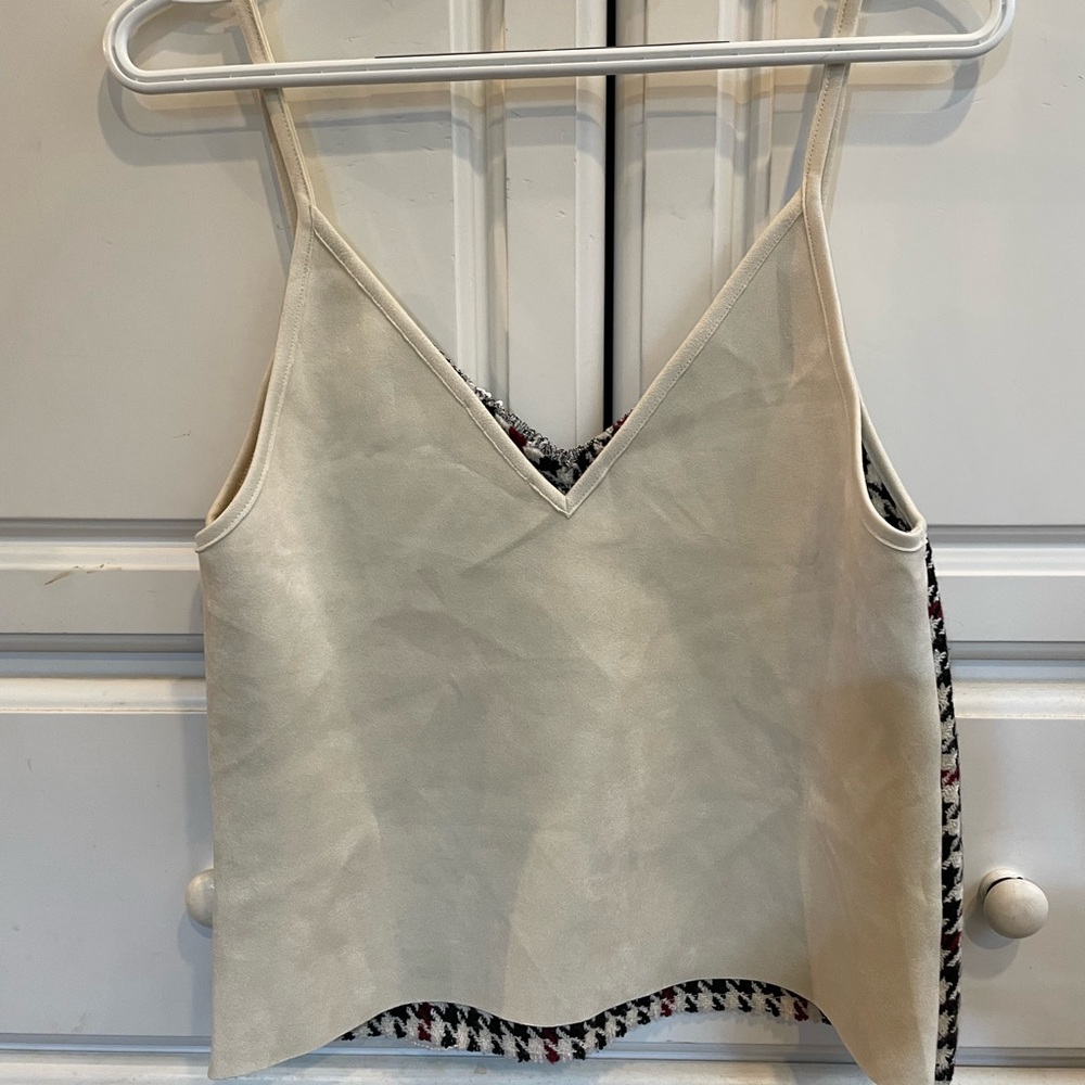 Zara wool and suede waist length tank.